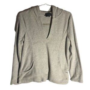 athletech hooded pockets v-neck sweatshirt gray long sleeve polyester large READ